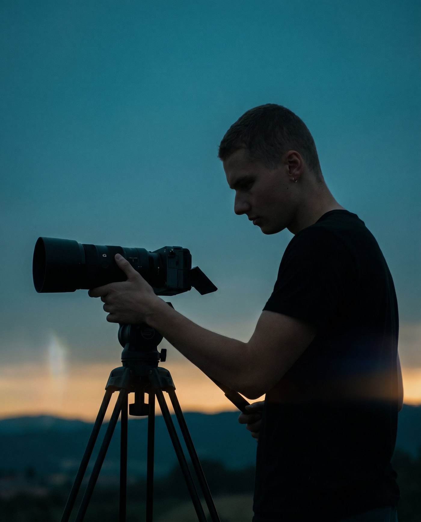 Yolan filming at dusk